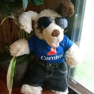 Build-A-Bear vintage carnival shirt and blue jean short set